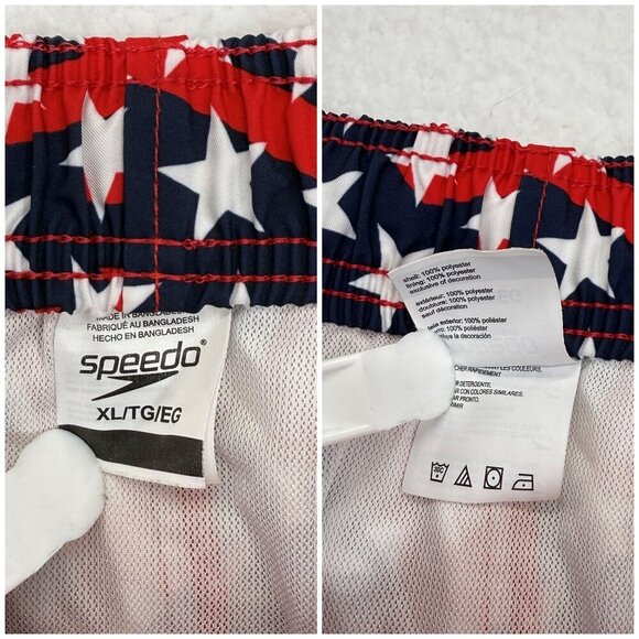Speedo American Flag Swimming Trunks Patriotic July 4th Red White & Blue Mens XL - Picture 10 of 11